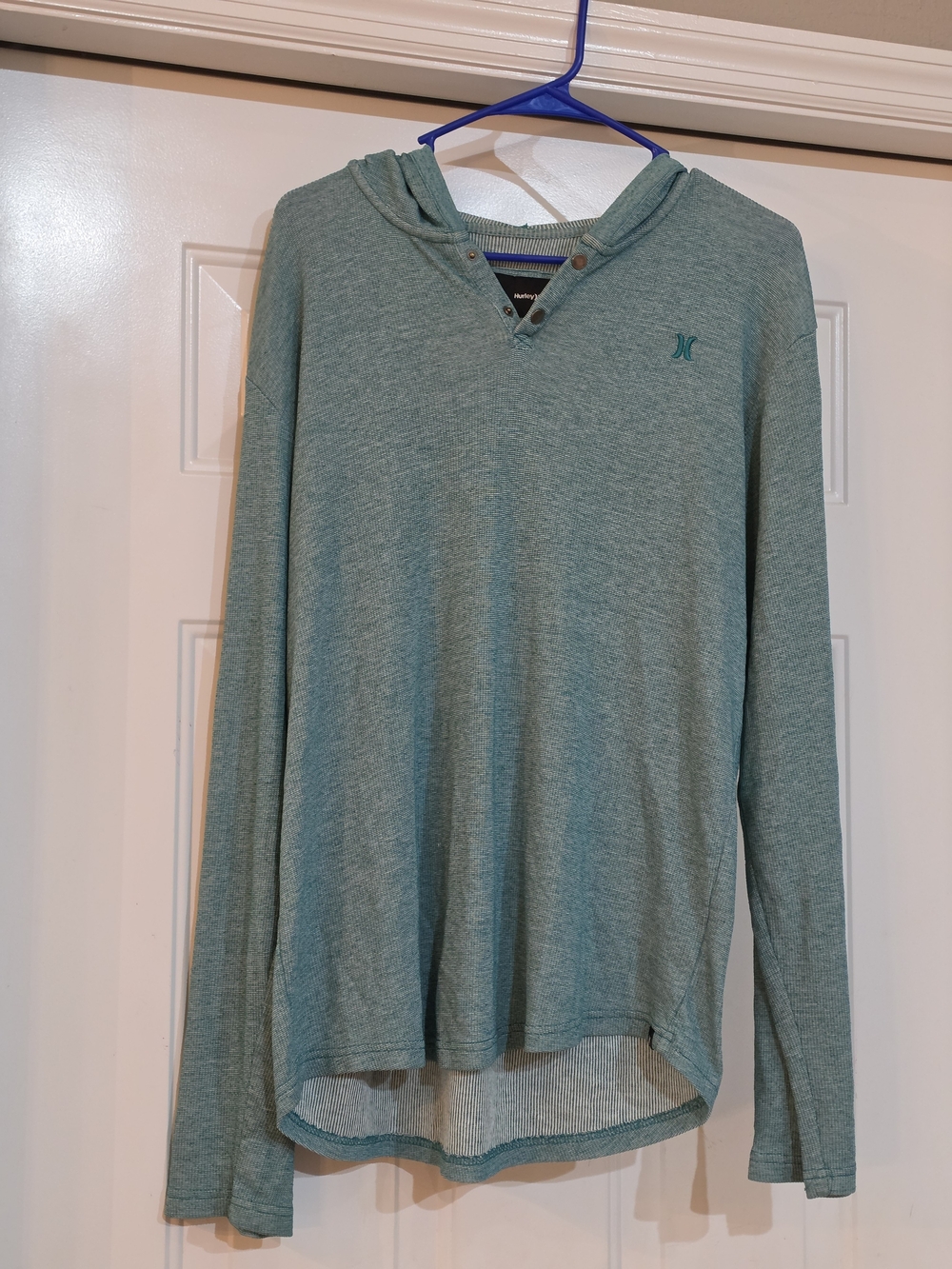 Hurley Men's Teal Hooded Long-Sleeve Sweater